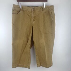 Women's Plus Wah Dark Goldenrod Denim Capris Casual Size 18W